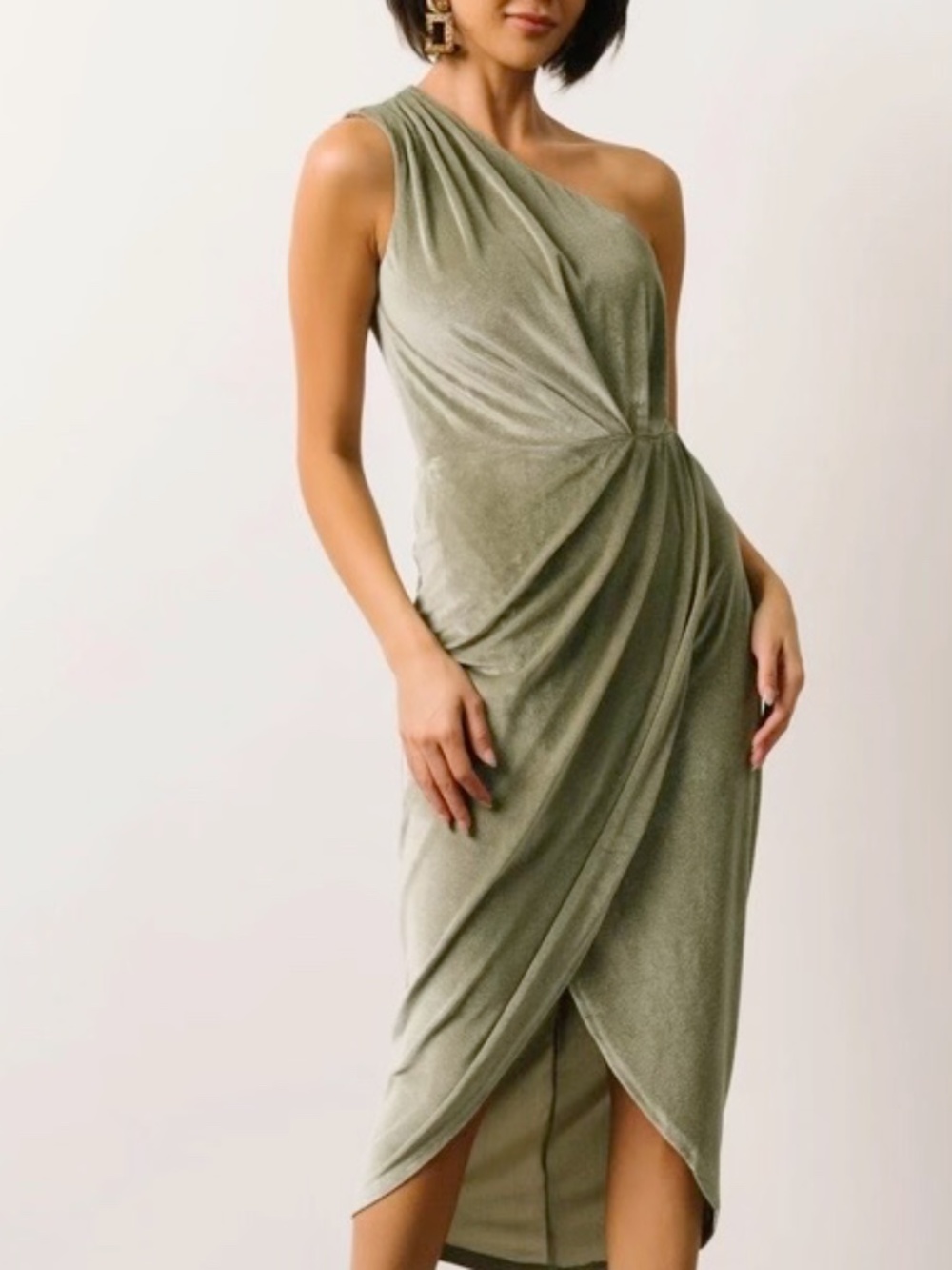 One Shoulder Velvet Dress